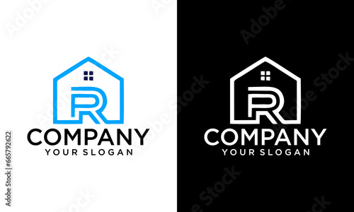 Letter R Roof Building Architecture Roofing House Rooftop Simple Monogram Icon Vector Logo Design