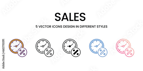 Sales  icons set, colorline, glyph, outline, gradinet line, icon vector stock illustration isolate white background.