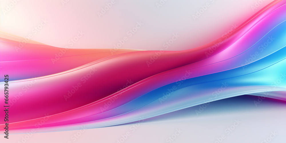 Fototapeta premium ABSTRACT BACKGROUND: Organic Vibrant Neon Glowing Colorful Waves. Abstract Art Design Banner for Technology, Science and Beauty.
