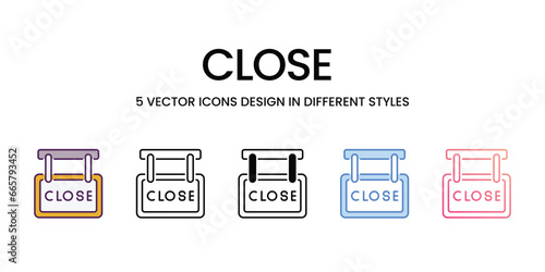 Close icons set, colorline, glyph, outline, gradinet line, icon vector stock illustration isolate white background.