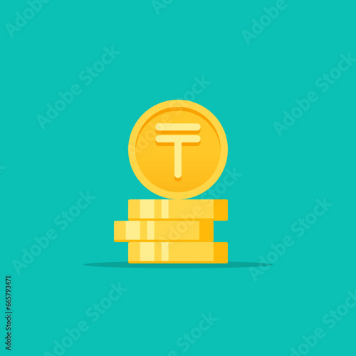Tenge golden coins stack flat style vector illustration	