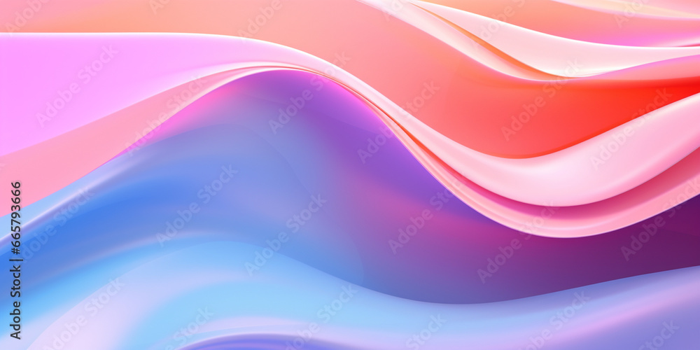 Fototapeta premium ABSTRACT BACKGROUND: Organic Soft Neon Glowing Pink and Blue Waves. Abstract Art Design Banner for Technology, Science and Beauty.