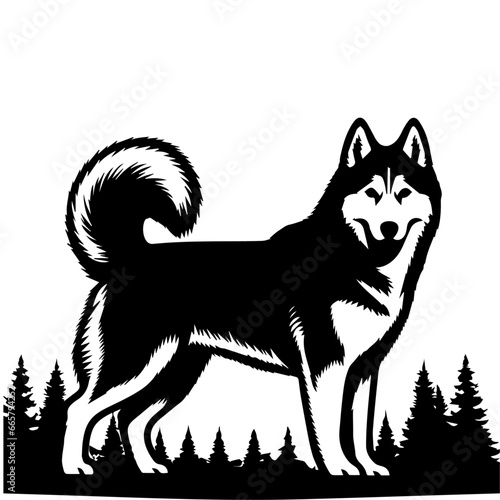 Siberian husky dog vector silhouette