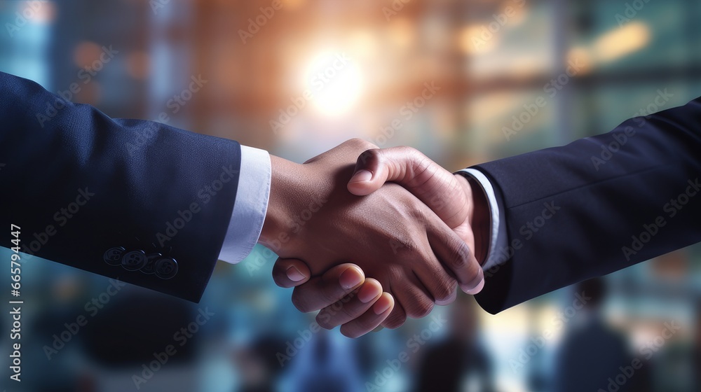 Businessmen making handshake with partner, greeting, dealing, merger and acquisition Businessmen making handshake with partner, greeting, dealing, merger and acquisition