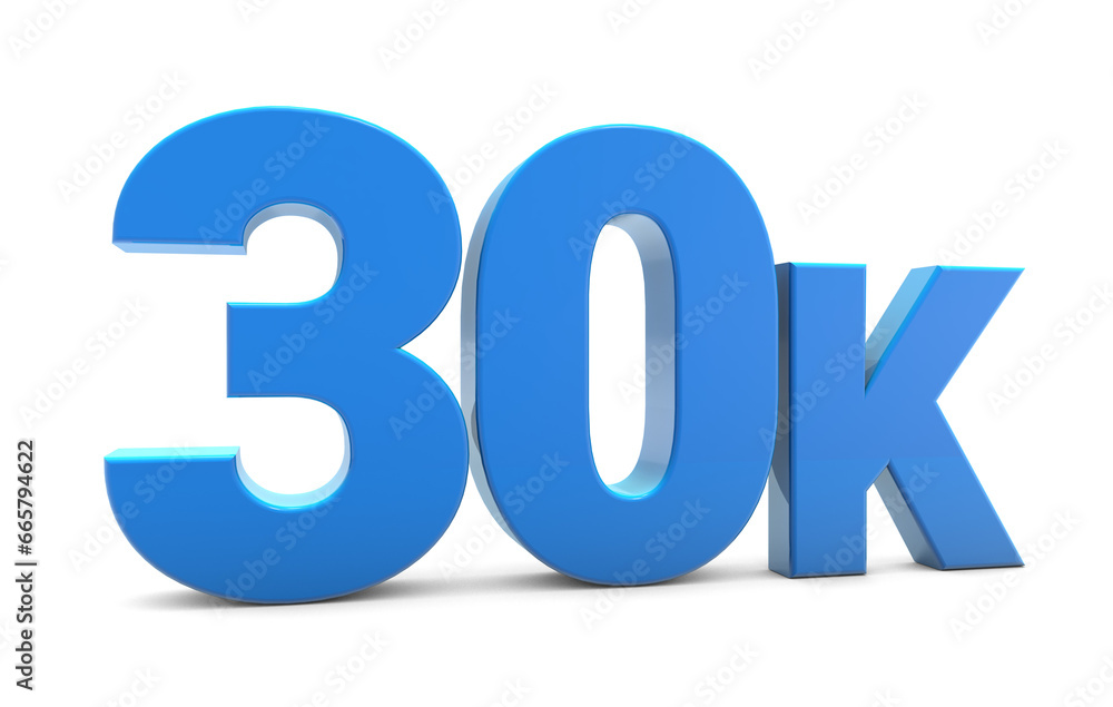 30K sign isolated on transparent background. Thank you for 30k followers 3D. 3D rendering 30K sign isolated on transparent background. Thank you for 30k followers 3D. 3D rendering