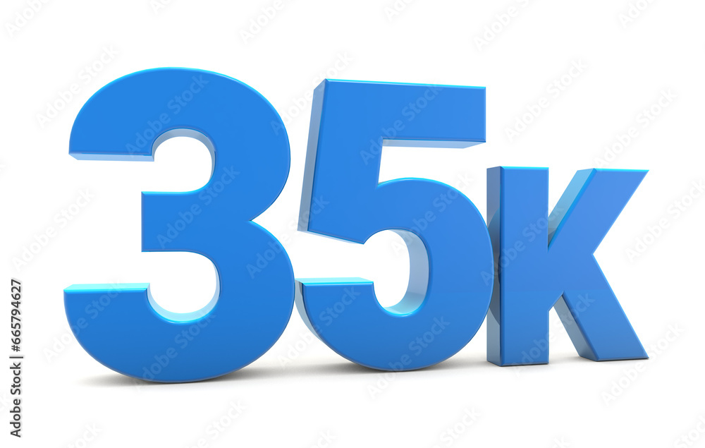 35K sign isolated on transparent background. Thank you for 35k followers 3D. 3D rendering 35K sign isolated on transparent background. Thank you for 35k followers 3D. 3D rendering
