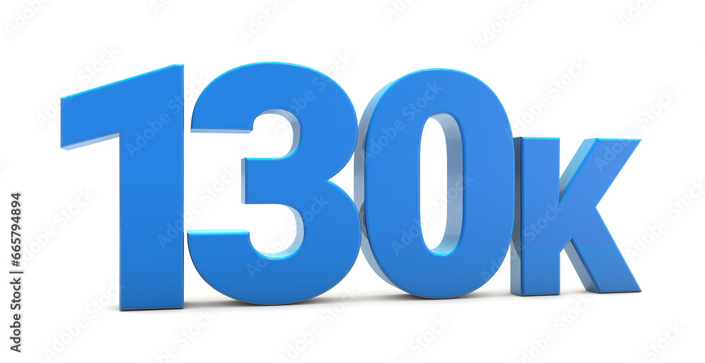130K sign isolated on transparent background. Thank you for 130k followers 3D. 3D rendering 130K sign isolated on transparent background. Thank you for 130k followers 3D. 3D rendering