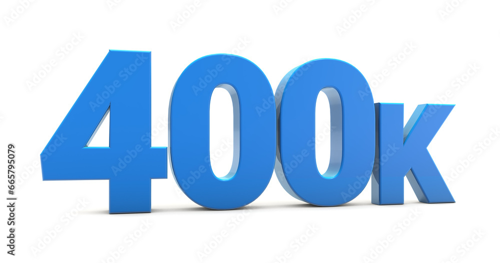 400K sign isolated on transparent background. Thank you for 400k followers 3D. 3D rendering