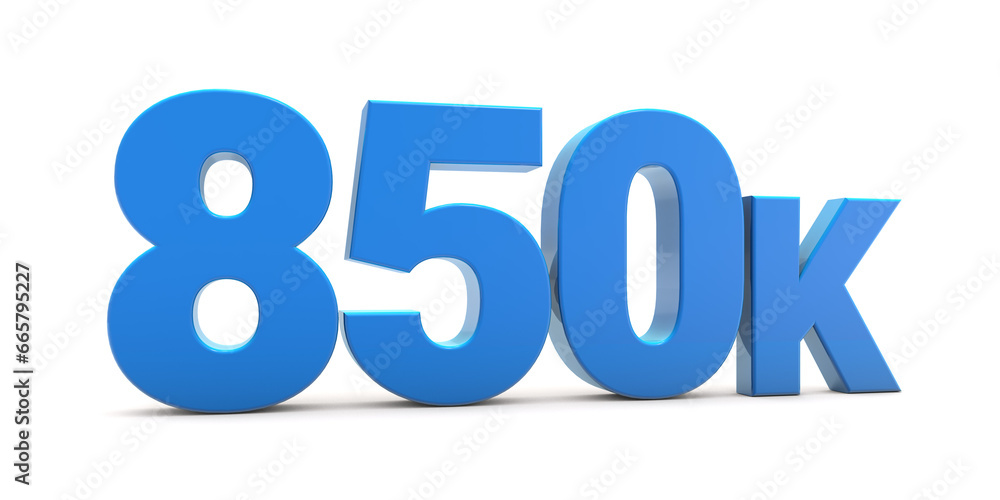 850K sign isolated on transparent background. Thank you for 850k followers 3D. 3D rendering 850K sign isolated on transparent background. Thank you for 850k followers 3D. 3D rendering
