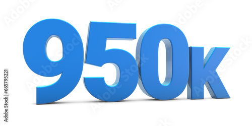 950K sign isolated on transparent background. Thank you for 950k followers 3D. 3D rendering photo