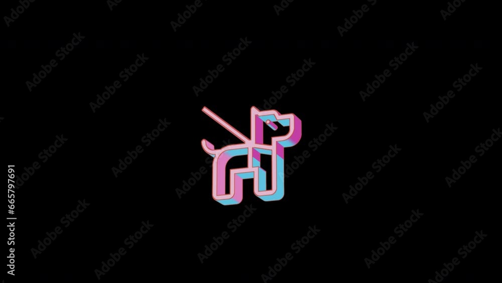 Bright dog leashed icon is jumping merrily. Retro style. Alpha channel black. Looped from frame 120 to 240, Alpha BW at the end Bright dog leashed icon is jumping merrily. Retro style. Alpha channel black. Looped from frame 120 to 240, Alpha BW at the end