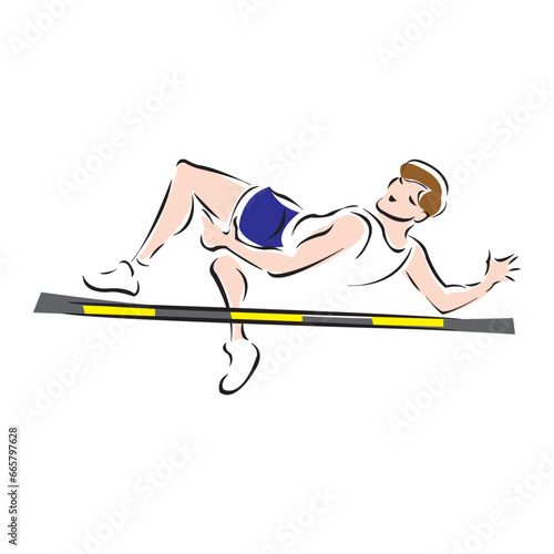 pole vault is track and field event. man athlete black silhouette