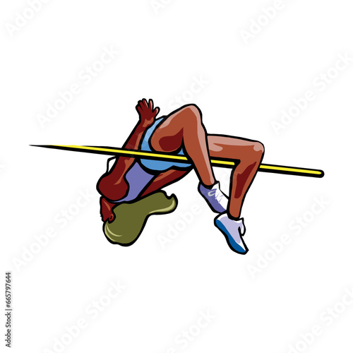 pole vault is track and field event. man athlete black silhouette