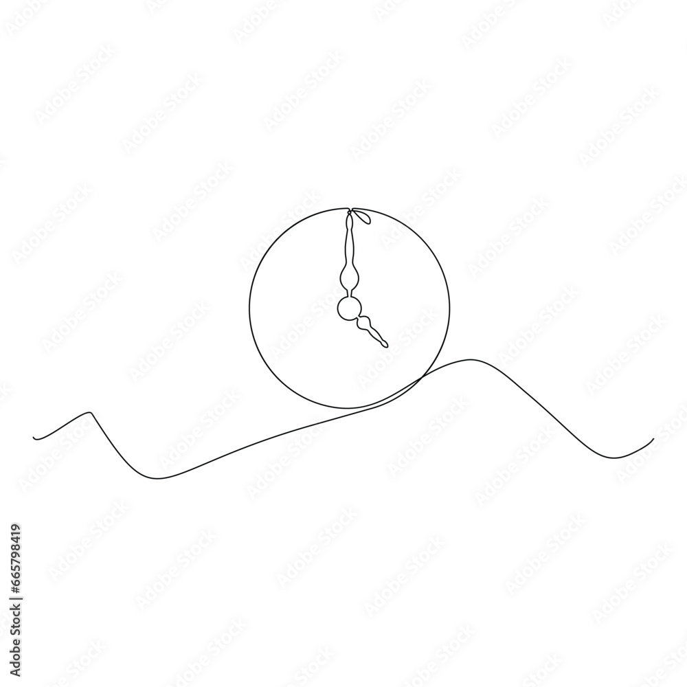 Obraz premium time one line. Vector drawing. 