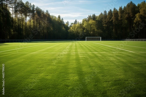 Football pitch with synthetic grass for various ball games. Generative AI