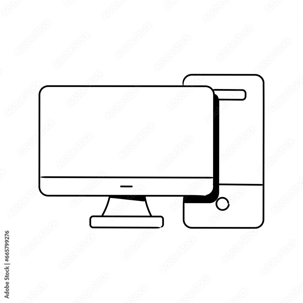 Digital Computer for STEM Hand-drawn Icon