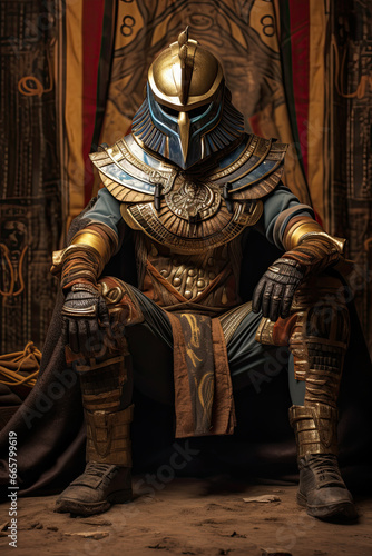 Egyptian warrior game character.