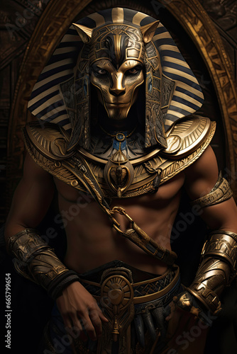 Egyptian warrior game character.