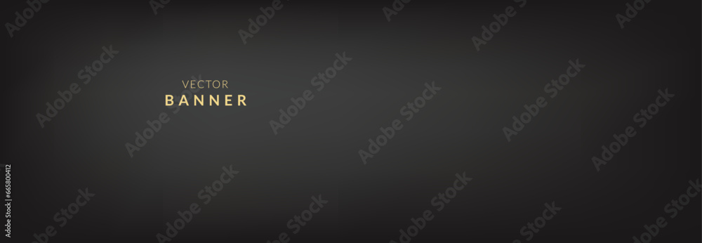 Abstract vector banner template. Shiny golden moving lines design element on dark background for greeting card and disqount voucher.