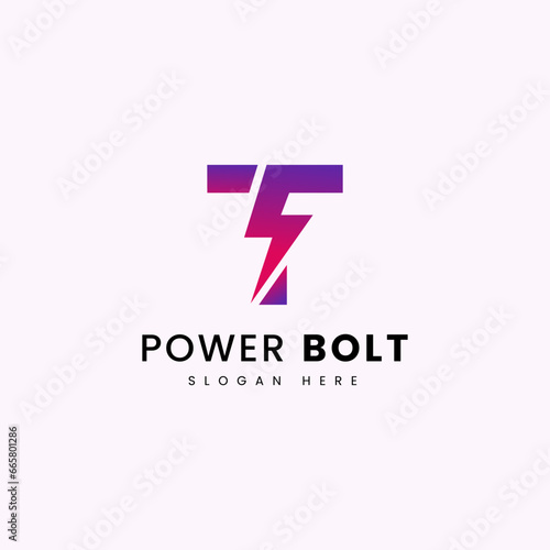 Abstract letter T Power Bolt Logo Design Vector Image
