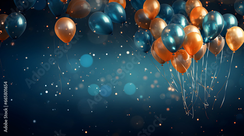 Colorful Balloons Sparking Joy in a Festive New Year's Party Background, with copy space for text