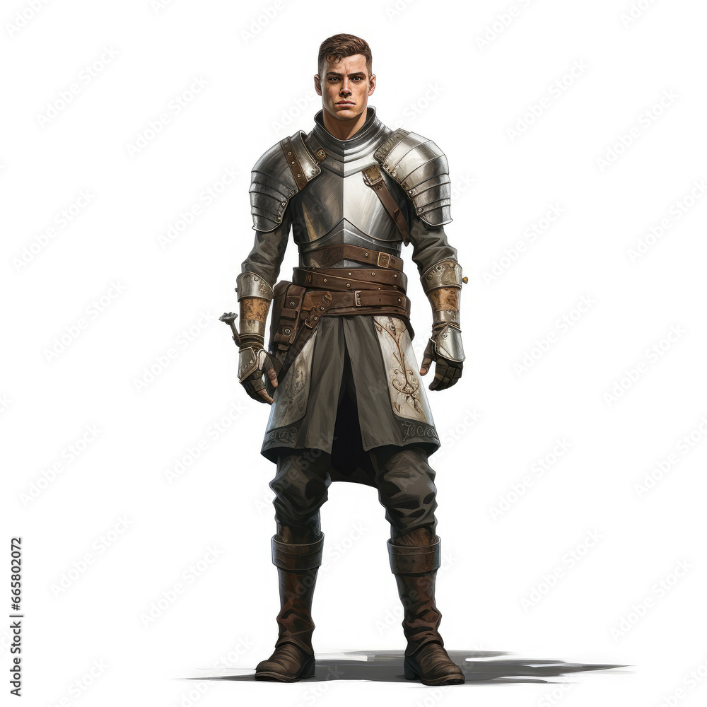 Realistic Guard in Action.
 , Medieval Fantasy RPG Illustration