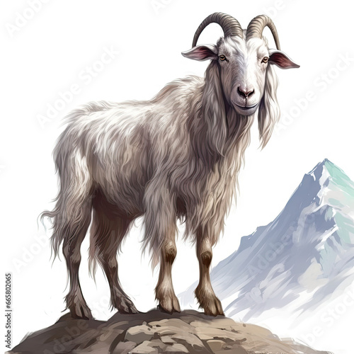 Realistic Goat: Majestic Nature Portrait.
 , Medieval Fantasy RPG Illustration