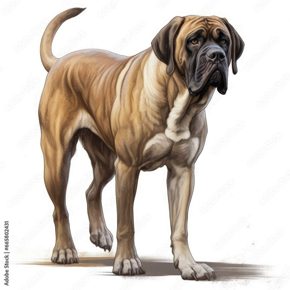 Realistic Mastiff - Majestic Guardian.
 , Medieval Fantasy RPG Illustration