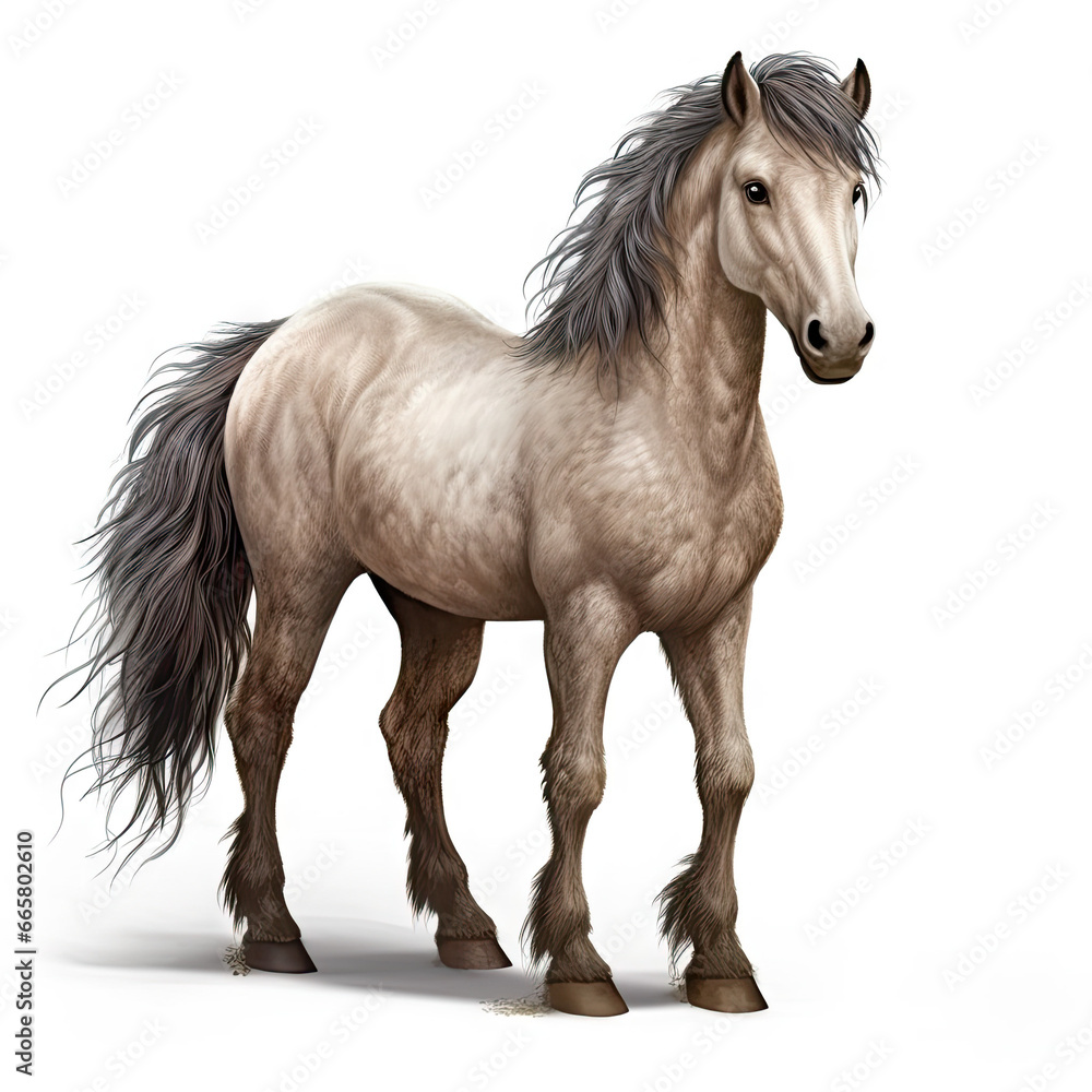 Obraz premium Realistic Pony: Majestic Equine Beauty , Medieval Fantasy RPG Illustration
