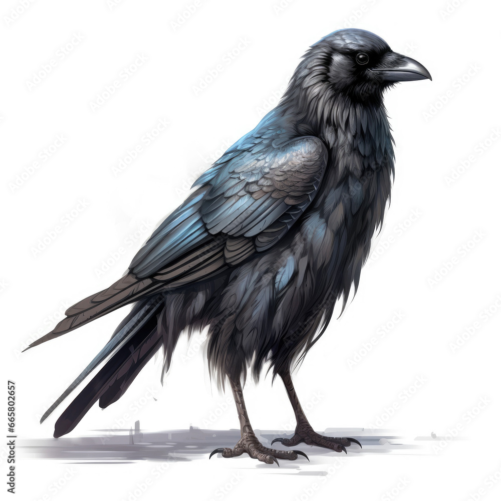 Fototapeta premium Realistic Raven in Flight , Medieval Fantasy RPG Illustration