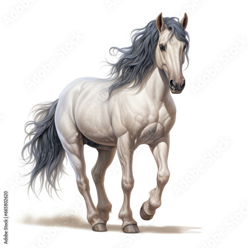 Realistic Pony Standing Gracefully.    Medieval Fantasy RPG Illustration