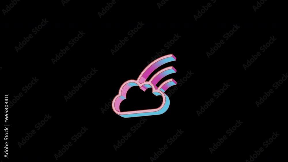 Bright cloud rainbow icon is jumping merrily. Retro style. Alpha channel black. Looped from frame 120 to 240, Alpha BW at the end Bright cloud rainbow icon is jumping merrily. Retro style. Alpha channel black. Looped from frame 120 to 240, Alpha BW at the end