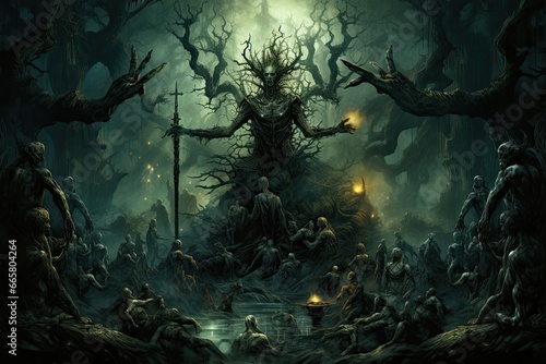 Mystical forest and sacrifice to the gods