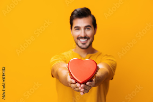 Happy man love studio shape valentine heart concept romance romantic gift portrait © SHOTPRIME STUDIO