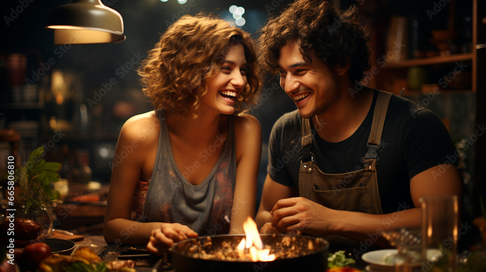 young couple having dinner together young couple having dinner together