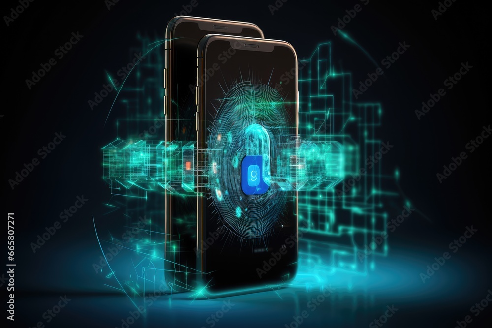Obraz premium Password entered on smartphone privacy concept Mobile phone personal data and cyber security threat concept