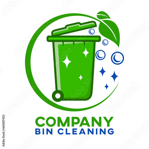 Trash can bin cleaning logo