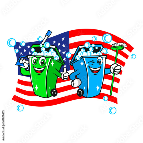 Trash can bin cleaning logo