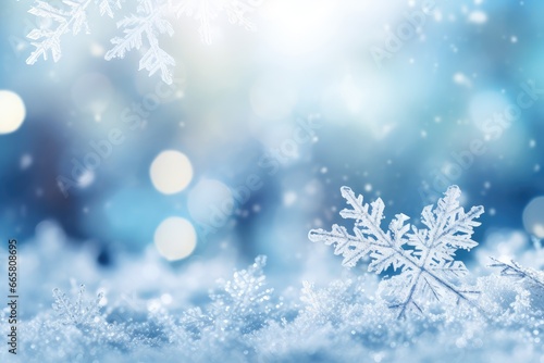 Universal winter background with snowflake - generative ai © BrandwayArt