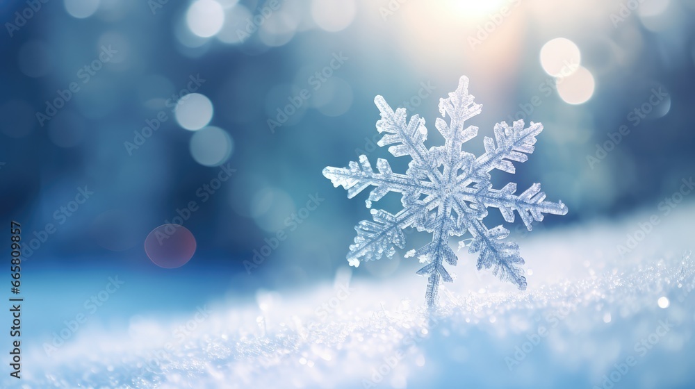Universal winter background with snowflake - generative ai Universal winter background with snowflake - generative ai