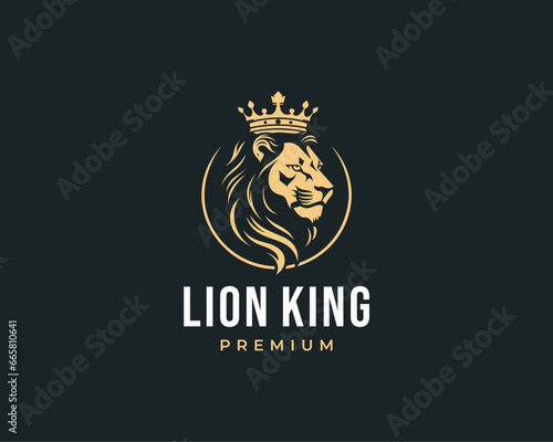 Golden Royal Lion King Crown Premium Classic Luxury Elegant Crest logo design inspiration