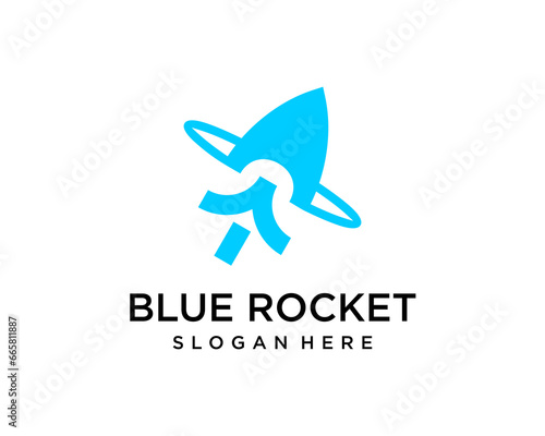 blue rocket logo design template