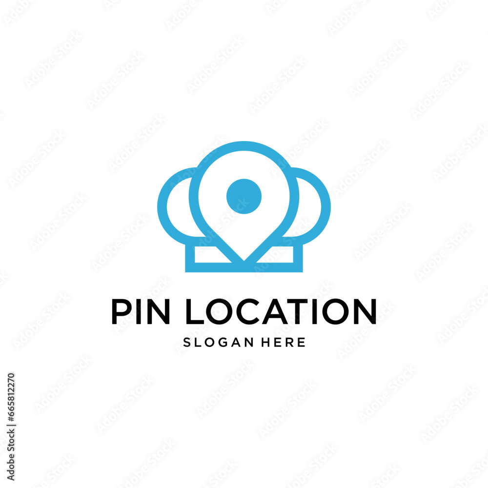 pin location line art style logo design template