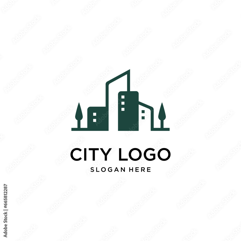 city building landscape logo design template