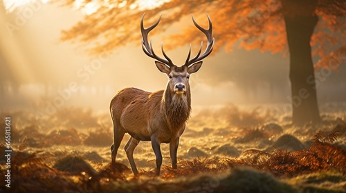 Red Deer in morning Sun.