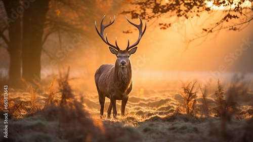 Red Deer in morning Sun. © Ahtesham