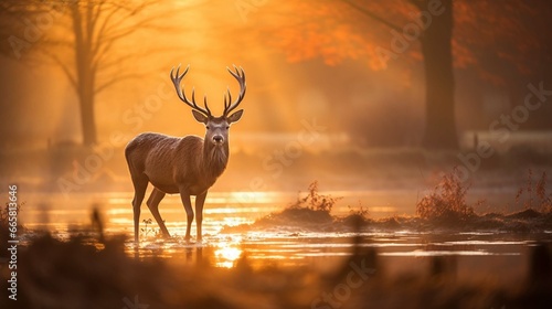 Red Deer in morning Sun.