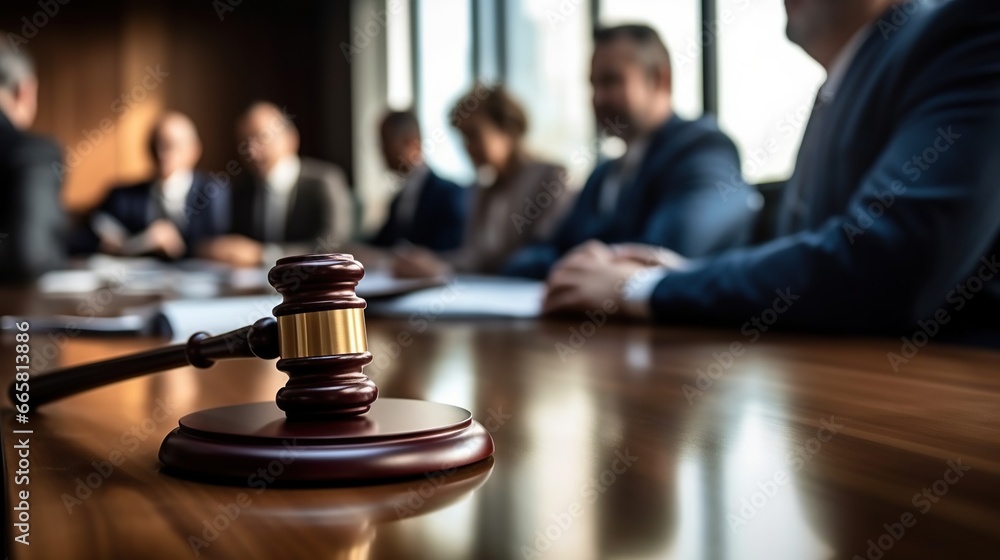 Photo consultation of businessman and male lawyer or judge counselor having team meeting Photo consultation of businessman and male lawyer or judge counselor having team meeting