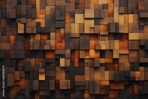 Wood squares background - generative ai