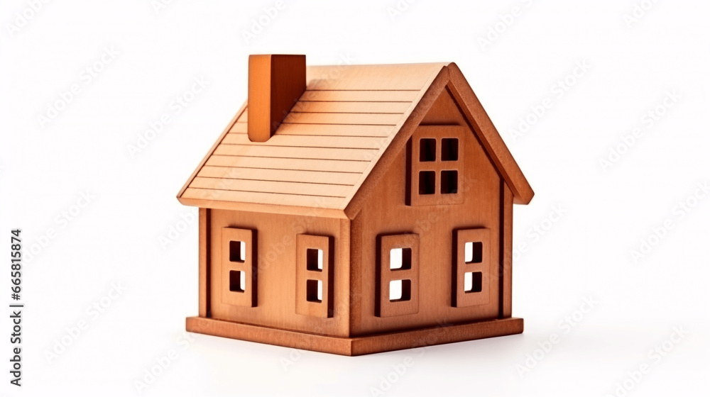 Wooden house isolated on white background. 3D rendering. Illustration. Wooden house isolated on white background. 3D rendering. Illustration.